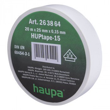 Изолента ПВХ цвет белый 25мм x 20 м d=74мм 263864 HAUPA